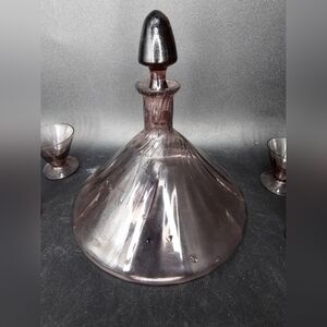 Vintage art Deco amethyst decanter‎ with five cordial glasses